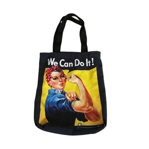 AFSCME Rosie the Riveter We Can Do It Canvas Tote Bag Black Made in USA